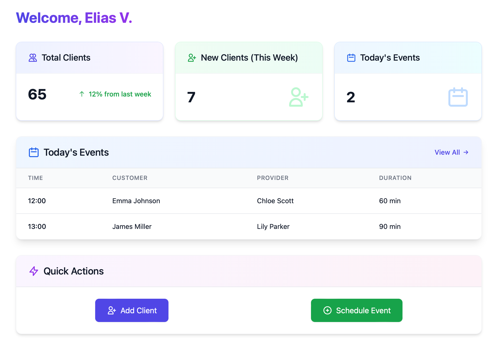 EasyTakt Calendar Dashboard